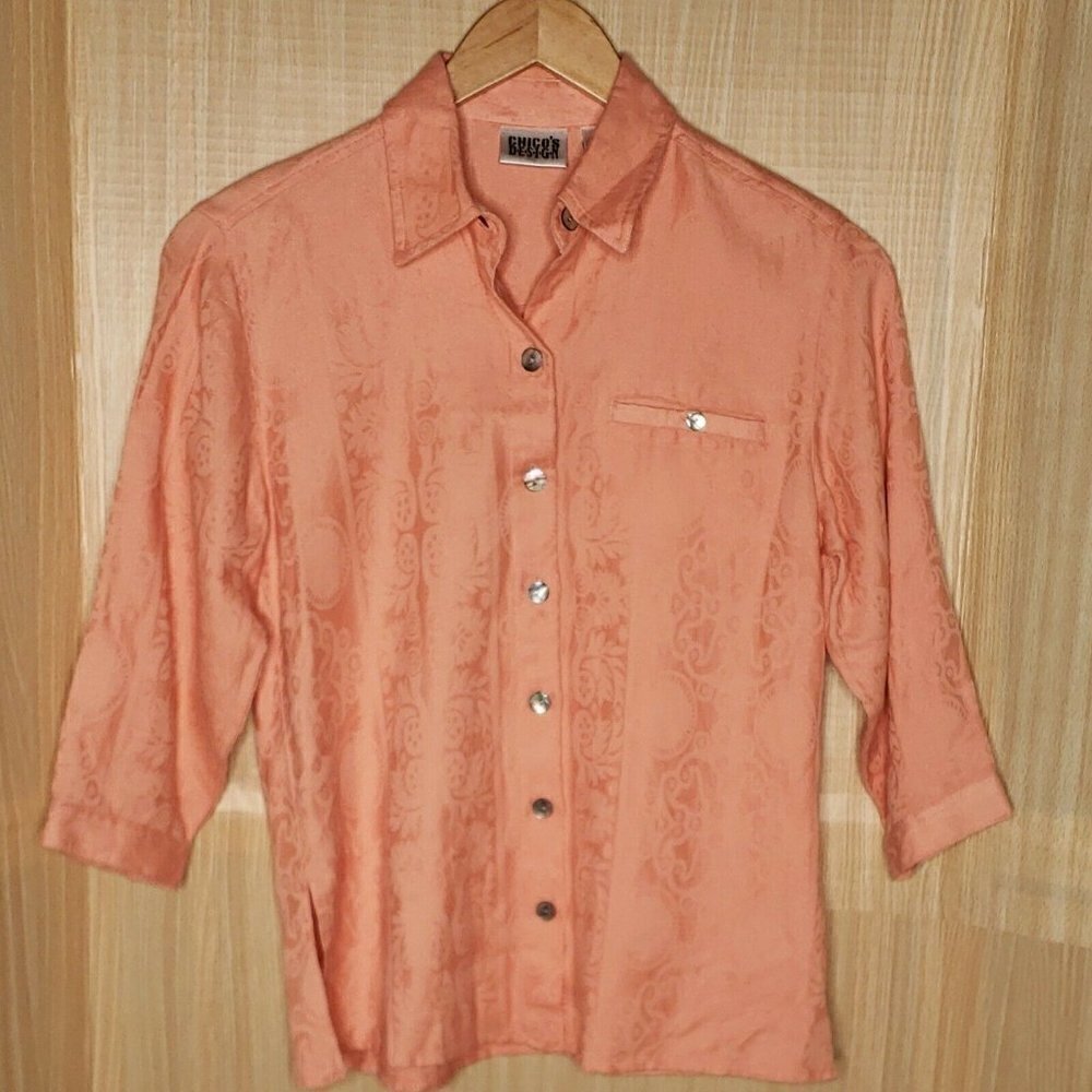 Chico's Design NWT Womens Linen Blend Button Down
